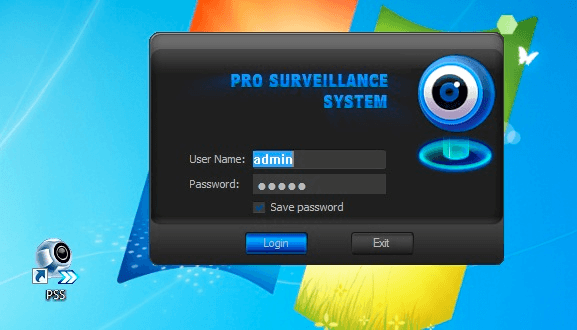 Панель входа программы Pro Surveillance System
