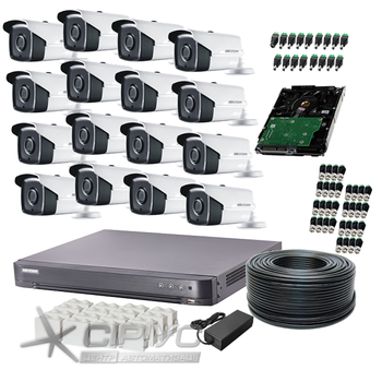 Система відеоспостереження HDCVI 16 зовнішніх камер 2МП