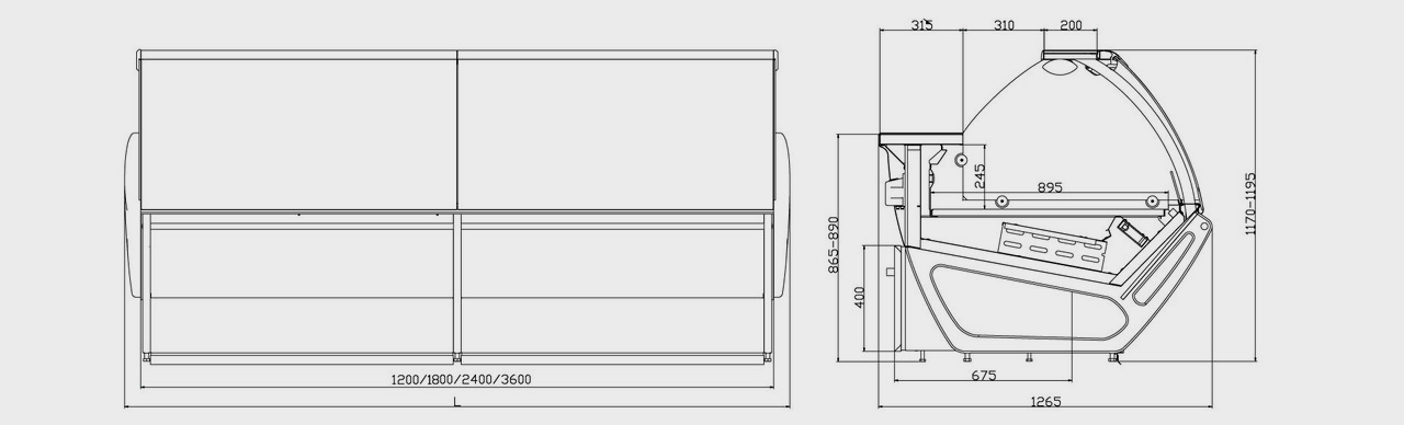 Чертеж схема холодильной витрины San Remo — РОСС