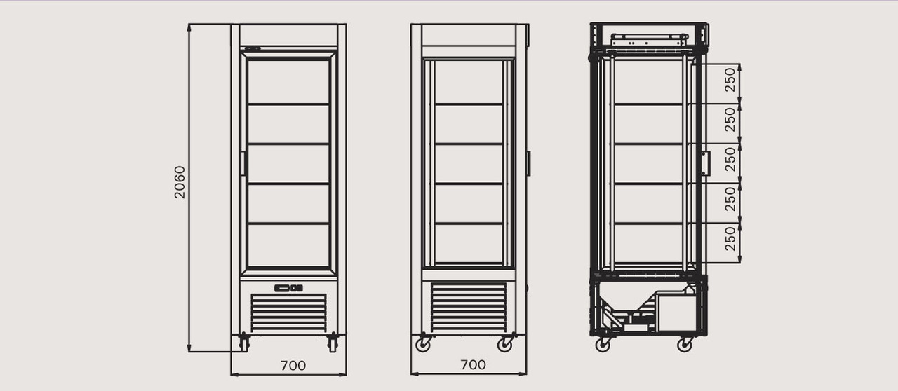 Чертеж кондитерского холодильного шкафа Torino-K 550C — РОСС