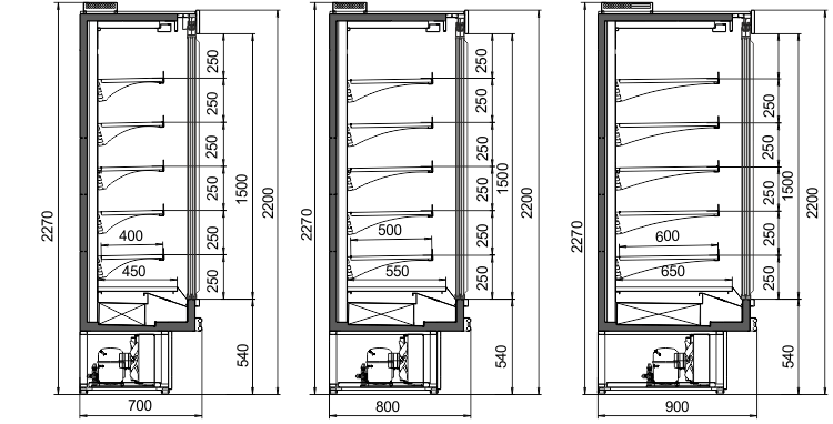 Схема холодильного регала Индиана cube A D